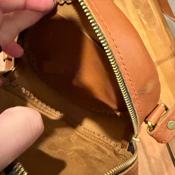 Portland Leather Circular Brown Crossbody Bag - Picture 3 of 5